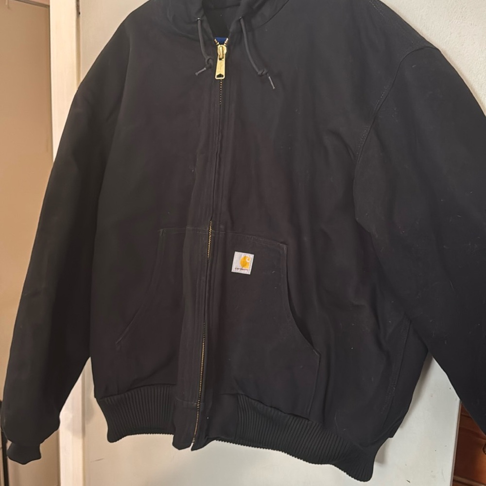 Carhartt men’s size XL loose fit black hooded duck coat